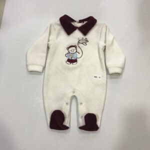 Little Pilot Bear Collared Baby Romper