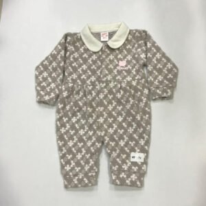 Warm Mocha Patterned Baby Jumpsuit