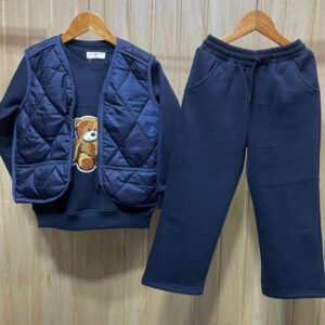 Boys Quilted Sweatshirt & Joggers Set with Teddy Motif