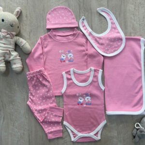 Pink Petal Pattern Baby Gift Set