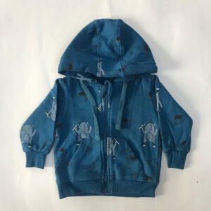 Blue Creature Print Fleece Jacket