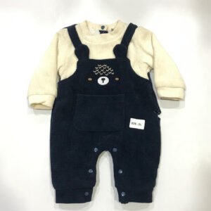 Ribbed Baby Jumpsuit with Sherpa Collar