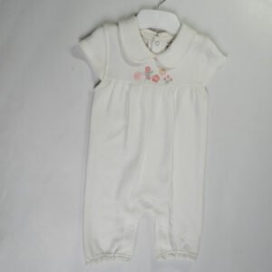 Baby Girl Jumpsuit Floral Embroidery with Rounded collar