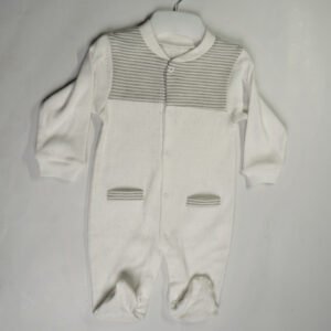 Off - white with Grey Stripped Baby Rompers