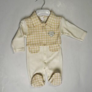 Beige Check Baby Romper