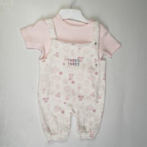 Girls Light Pink Self Design Leg Opening Babysuit