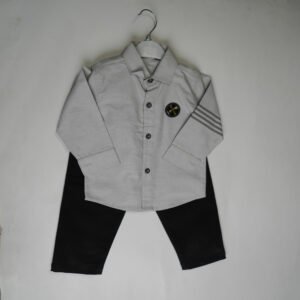 Stylish Black and Grey Cotton Shirt and Pant Set