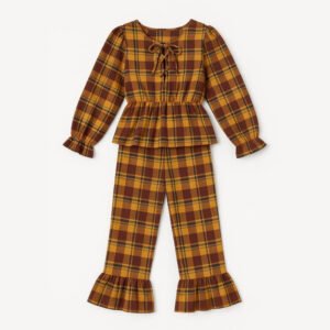 Girls Multicolor Checked Jumpsuit