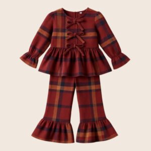 Girls Multicolor Checked Jumpsuit