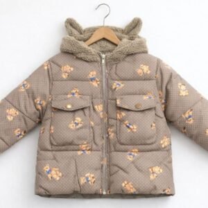 Teddy print puffer jacket