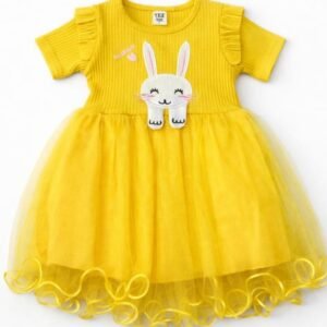 Pretty Yellow White Bunny Frock